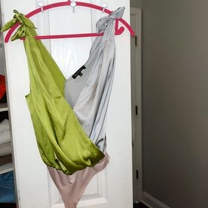 Strut & Bolt silk crossover and tie bodysuit